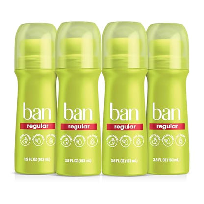 Ban Invisible Roll-on Antiperspirant Deodorant for Women and Men, 24-hour Underarm Odor & Sweat Protection, Regular Scent, 3.5 Oz, Pack of 4 - imagen 3
