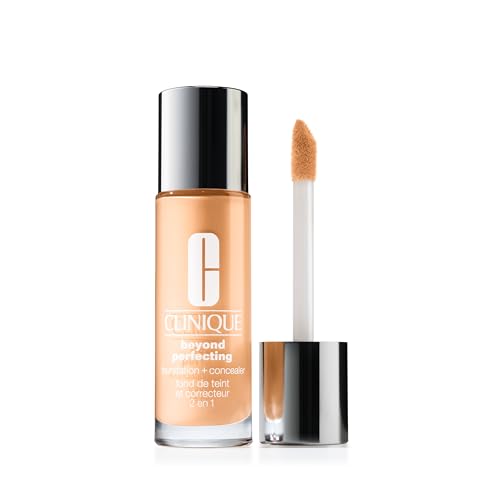 Base líquida y corrector Clinique Beyond Perfecting, cobertura total y acabado mate natural, para piel seca a mixta y grasa, color Honey, 1 Fl Oz - imagen 1