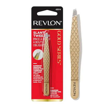 Pinzas Revlon Gold Series con punta inclinada, ultra afiladas para dar forma a cejas y depilar vello facial, recubiertas de diamante y titanio, 1 - imagen 3