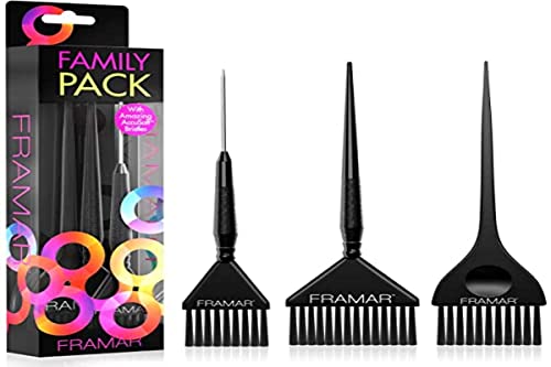 Set de Brochas para Color de Cabello Framar - Kit de Brochas para Tinte, Brochas para Coloración, Bordes Cónicos para Precisión - Paquete de 3 Negro - imagen 2