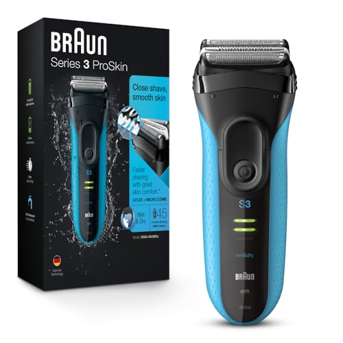Braun Electric Series 3 Razor with Precision Trimmer, Rechargeable, Wet & Dry Foil Shaver for Men, Blue/Black, 4 Piece - imagen 1