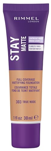 Base líquida mousse Rimmel London Stay Matte - 303 True Nude - Ligera, control de brillo, sin aceite, 1 oz - imagen 1