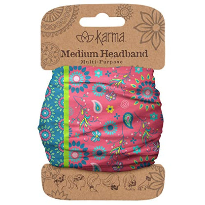 Diadema Floral Karma para Mujeres - Tamaño Mediano - Diadema de Tela y Bufanda de Cabello Elástica - Multicolor - imagen 3