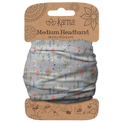 Diadema Karma Wildflowers para Mujeres - Mediana - Diadema de Tela y Bufanda para el Cabello Elástica - Azul Claro - imagen 3