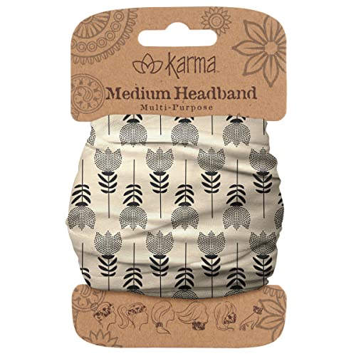 Diadema Vintage Karma para Mujeres - Tamaño Mediano - Diadema de Tela y Bufanda para el Cabello Elástica - Color Café/Negro - imagen 2