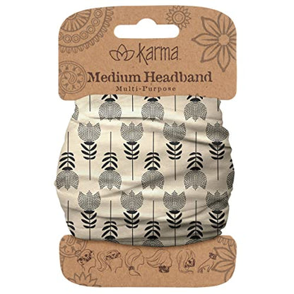 Diadema Vintage Karma para Mujeres - Tamaño Mediano - Diadema de Tela y Bufanda para el Cabello Elástica - Color Café/Negro - imagen 2
