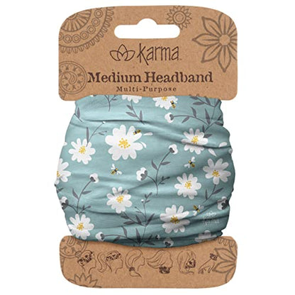 Diadema Karma Daisy para Mujeres - Mediana - Diadema de Tela y Bufanda para el Cabello Elástica - Azul/Blanco - imagen 1