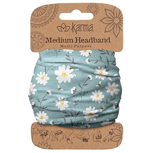 Diadema Karma Daisy para Mujeres - Mediana - Diadema de Tela y Bufanda para el Cabello Elástica - Azul/Blanco - imagen 2