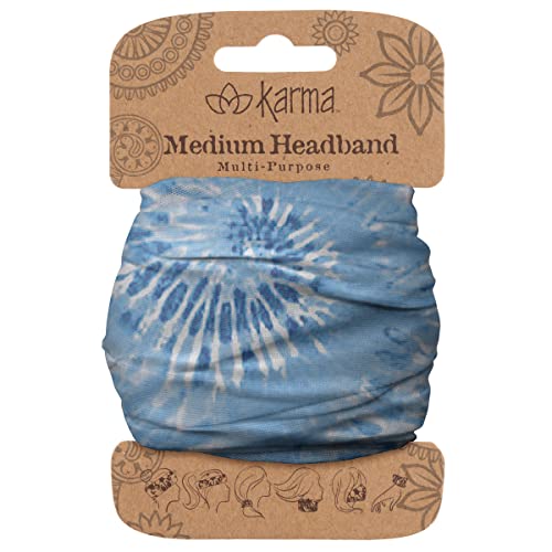 Cinta para el cabello Karma Blue Tie Dye para mujeres - Mediana - Diadema de tela y bufanda elástica para el cabello - Azul - imagen 2