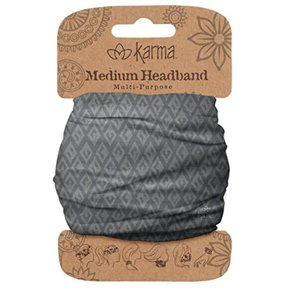 Diadema de Diamante Gris Karma para Mujer - Tamaño Mediano - Diadema de Tela y Bufanda para el Cabello Elástica - Gris Oscuro - imagen 4