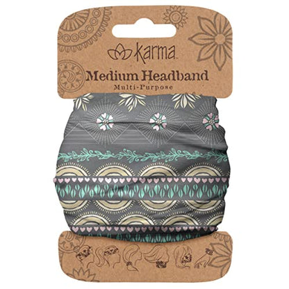 Diadema de Corazón Gris Karma para Mujeres - Mediana - Diadema de Tela y Bufanda para el Cabello Elástica - Gris - imagen 3