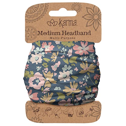 Diadema Floral Azul Marino Karma Gifts para Mujeres - Mediana - Diadema de Tela y Bufanda para el Cabello Elástica - Azul Marino - imagen 3