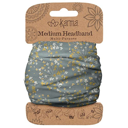 Diadema de Flores Grises y Doradas Karma Gifts para Mujeres - Tamaño Mediano - Diadema de Tela y Bufanda para el Cabello Elástica - Gris Oscuro - imagen 1
