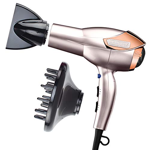 INFINITIPRO BY CONAIR Hair Dryer with Diffuser | Volume and Shine Pro AC Motor Blow Dryer | Includes Diffuser and Concentrator | Rose Gold - imagen 1