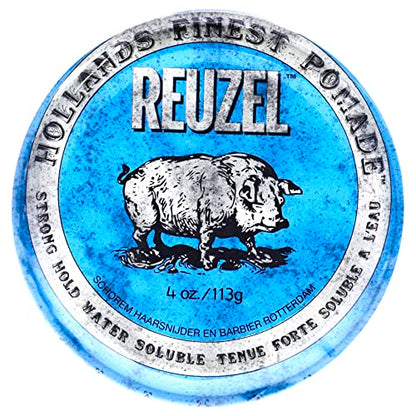 Pomada REUZEL Azul, Fijación Fuerte Todo el Día, Estilo Soluble en Agua, Alto Brillo y Sin Escamas, Fácil de Lavar, Para Todo Tipo de Cabello - imagen 1