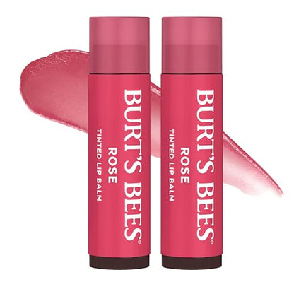 Burt's Bees Bálsamo Labial Tinte, Regalos para el Día de las Madres, Fórmula Hidratante 2 en 1, Acabado Natural Construible, Rosa Pétalo (Paquete de - imagen 3