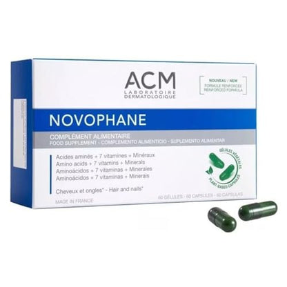 ACM Laboratoire Novophane Caps Tratamiento Anticaída del Cabello para Alopecia, Fragilidad de Uñas y Piel, 30 Cápsulas - imagen 1