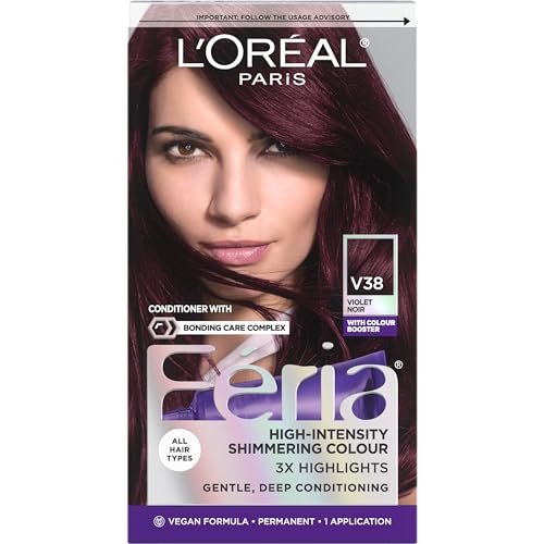 Coloración Permanente L'Oreal Paris Feria V38 Violet Noir (Violeta Intenso) con Brillo Multidimensional, Kit de Tinte para Cabello, 1 Unidad - imagen 2