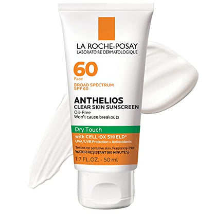 La Roche-Posay Anthelios Protector Solar Facial Clear Skin Seco Toque SPF 60, Libre de Aceite, Absorbente, Amplio Espectro, Antioxidantes, Tamaño de - imagen 3