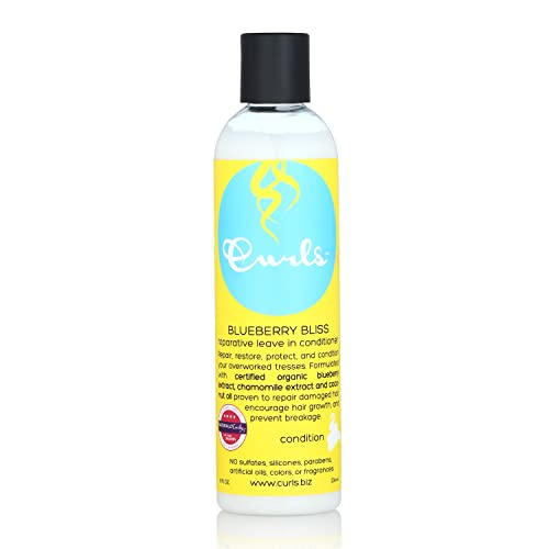 Acondicionador sin enjuague reparador Curls Blueberry Bliss - 8 oz, repara daños y previene quiebre, ideal para cabello rizado, ondulado y afro. - imagen 3