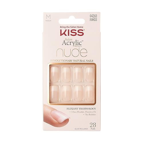KISS Uñas Acrílicas Postizas, 'Cashmere', Francesas, Tamaño Mediano, Forma Squoval, Incluye 28 Uñas, 2g de Pegamento, 1 Palito de Manicura, 1 Lima - imagen 3