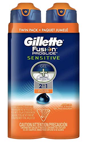 Gel de Afeitar Gillette Fusion ProGlide Sensitive 2 en 1, Active Sport, Paquete de 2, 12 oz cada uno - imagen 3
