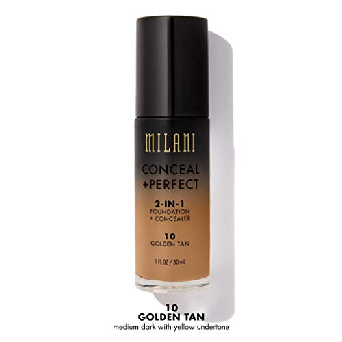 Base y corrector 2 en 1 Milani Conceal + Perfect para un cutis impecable, corrige ojeras, cubre rojeces e imperfecciones, resistente al agua - 10-Tan - imagen 2