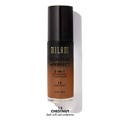 Milani Conceal + Perfect Base 2 en 1 y Corrector para un Cutis Perfecto, Corrector de Ojeras, Cubre Imperfecciones y Enrojecimiento, Resistente al - imagen 1