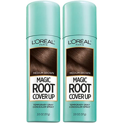 L'Oreal Paris Magic Root Cover Up Spray para cubrir canas, Castaño Medio, 4 oz (paquete de 2) - imagen 1
