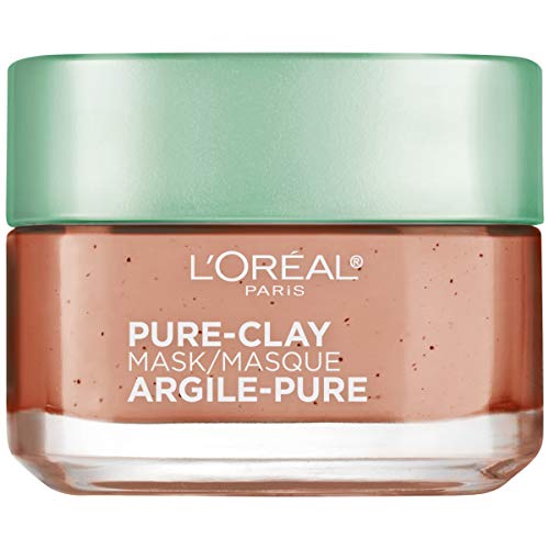 L'Oreal Paris Skincare Pure Clay Face Mask with Red Algae for Clogged Pores to Exfoliate And Refine Pores, Clay Mask, at home face mask, 1.7 oz. - imagen 1