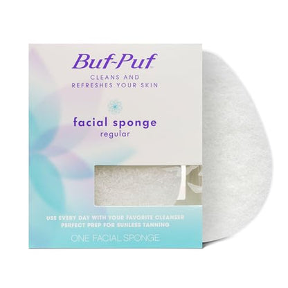 Esponja Facial Buf-Puf Regular, Desarrollada por Dermatólogos, Elimina Suciedad y Maquillaje, Reutilizable, Exfoliante, Blanca, 1 Unidad - imagen 1