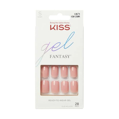 Uñas Postizas KISS Gel Fantasy con Pegamento, Rosa, Cortas, Forma Squoval, 28 Uñas Falsas, 2 g de Pegamento para Uñas Rosa, Lima Mini y Palito de - imagen 2