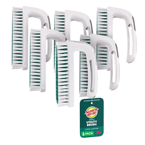 Cepillo de Utilidad Scotch-Brite Pequeño, Cepillo para Fregar Utensilios, Olla y Azulejos, Antimicrobiano, Con Mango, Limpieza Sin Rayar - imagen 1