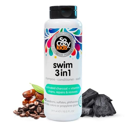 SoCozy Kids 3-en-1 Champú, Acondicionador y Gel de Baño - Combo para Nadadores con Carbón Activado para Eliminar Sal y Cloro - imagen 2