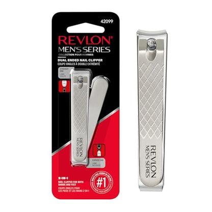 Cortaúñas Doble Cara Revlon para Hombres, Bordes Rectos y Curvos, para Uñas de Manos y Pies, Acero Inoxidable, 1 Unidad - imagen 2