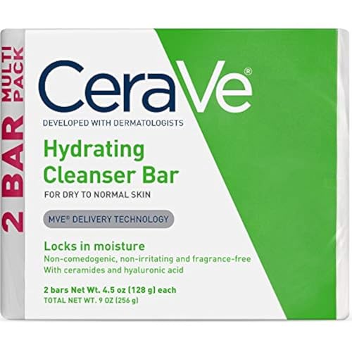 CeraVe Barra Limpiadora Hidratante, Jabón Sin Fragancia para Cuerpo y Cara con 5% de Crema Hidratante, Paquete de 2, 4.5 Onzas Cada Una - imagen 2