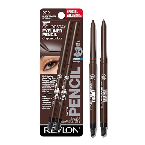 Lápiz de Ojos Revlon ColorStay Waterproof, Resistente al Difuminado, Maquillaje Ocular con Sacapuntas Integrado, 202 Marrón Negro, Paquete de 2 - imagen 1
