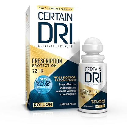 Antitranspirante Clínico de Fuerza Prescrita Certain Dri Roll-On para Hiperhidrosis - Protección contra Sudor de 72 Horas - Sin Fragancia - - imagen 1