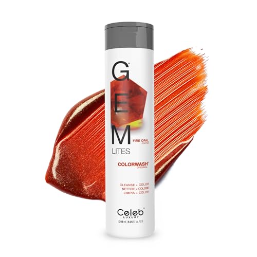 Celeb Luxury Gem Lites Colorwash, Professional Semi-Permanent Hair Color Depositing Shampoo, Fire Opal, 8.25 Fl Oz (Pack of 1) - imagen 1