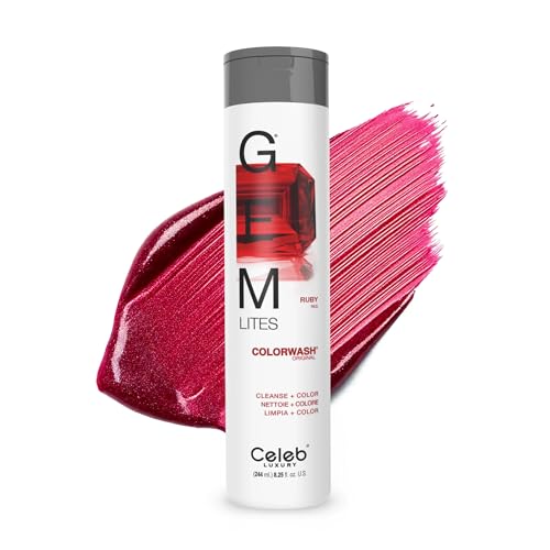 Celeb Luxury Gem Lites Colorwash, Professional Semi-Permanent Hair Color Depositing Shampoo, Ruby - imagen 1
