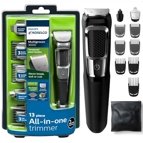 Philips Norelco Multi Groomer MG3750/60 - Kit de Aseo Masculino de 13 Piezas para Barba, Cara, Nariz y Orejas, Cortadora de Cabello - SIN ACEITE PARA - imagen 3
