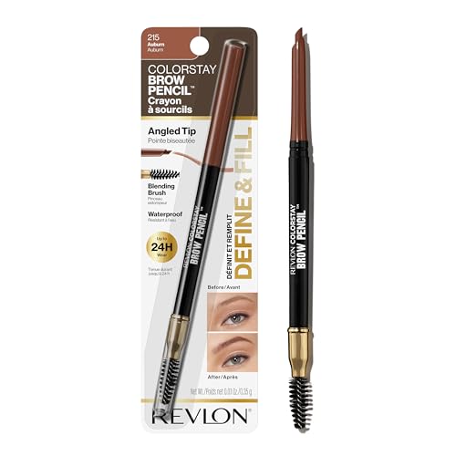 Lápiz de Cejas Revlon ColorStay con Cepillo Spoolie, Resistente al Agua, Trazos Naturales, 215 Auburn, 0.021 oz - imagen 3