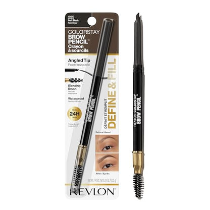Lápiz de Cejas Revlon ColorStay con Cepillo Spoolie, Impermeable, Trazos Naturales, 225 Negro Suave, 0.021 oz - imagen 3