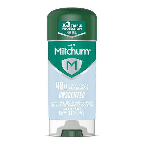 Gel Antitranspirante y Desodorante para Hombre Mitchum, Protección Triple contra Olores, Sin Fragancia, 48 Horas, 3.4 oz - imagen 1