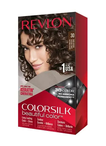 Revlon Colorsilk Color Hermoso, Tinte Permanente para Cabello con Queratina, Cobertura 100% de Canas, Sin Amoníaco, 30 Marrón Oscuro - imagen 2