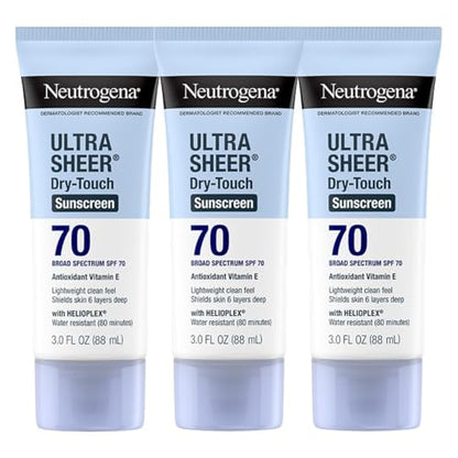 Protector Solar Neutrogena Ultra Sheer Dry-Touch para Cara y Cuerpo, SPF 70, Protección UVA/UVB, Resistente al Agua, Tamaño de Viaje, 3 fl. oz - imagen 1