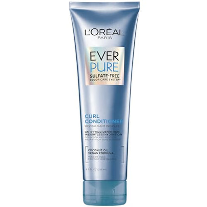 Acondicionador sin sulfatos L'Oreal Paris para cabello rizado, ligero, anti-frizz con aceite de coco, EverPure, 8.5 Fl Oz (el empaque puede variar) - imagen 4