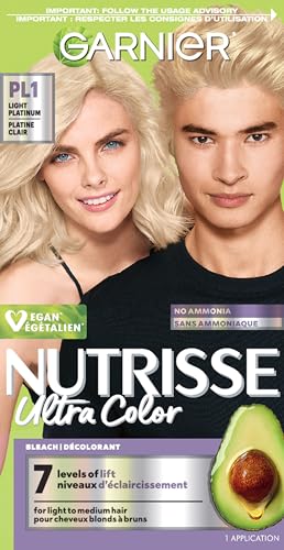 Garnier Nutrisse Ultra Color Tinte para Cabello, Coloración Permanente PL1 Light Platinum (Coco), Resultados Vibrantes y Resistentes, Vegano y Libre - imagen 3
