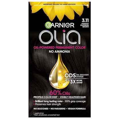 Color de Cabello Garnier Olia, Tinte Permanente Sin Amoníaco, Fórmula con Aceite para Cobertura del 100% de Canas y 3x Más Brillo, Vegano y Libre de - imagen 1
