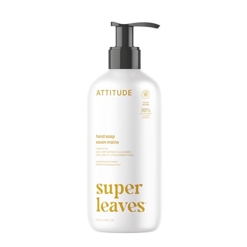 Jabón Líquido de Manos ATTITUDE, Verificado por EWG, a Base de Plantas y Minerales, Vegano, Aroma Earl Grey y Pepino Fresco, 16 Fl Oz - imagen 4